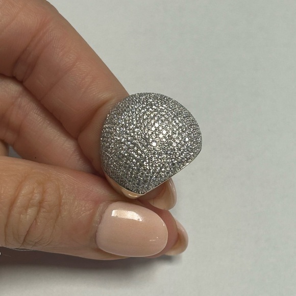 Suzy Levian Yellow Sterling Silver White CZ Pave Dome Ring NWT - Picture 4 of 7
